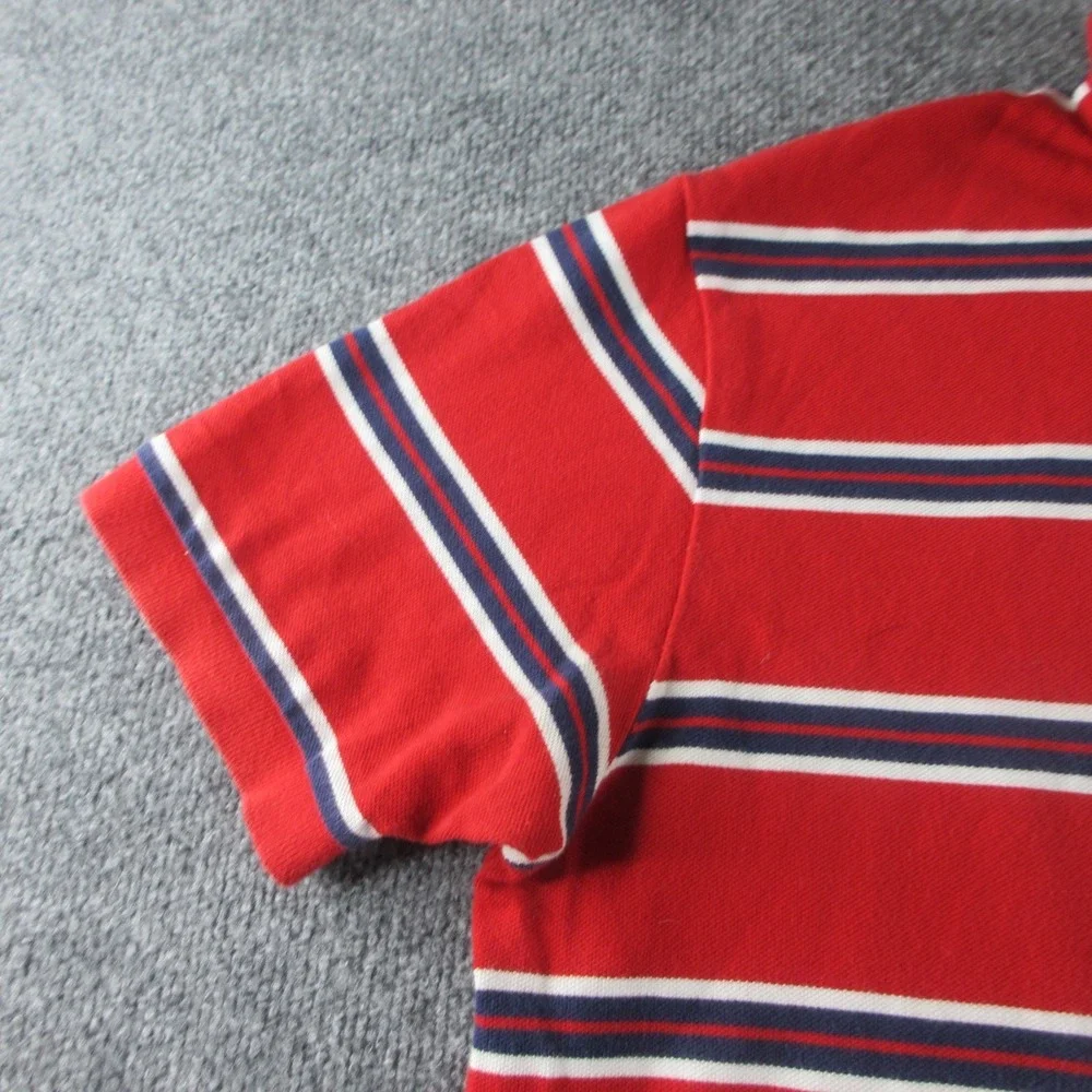Polo Ralph Lauren Shirt Mens L Red Striped Button Up Short Sleeve Pony Preppy